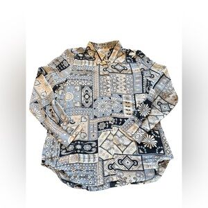 Rose & Olive Women’s Button Up Neutral Color Floral Vintage Pattern Size Large